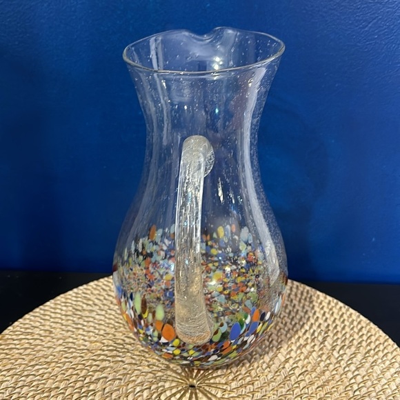 Home Studio Baja Confetti Hand Blown Glass WATER LEMONADE MARGARITA Pitcher - Picture 2 of 7
